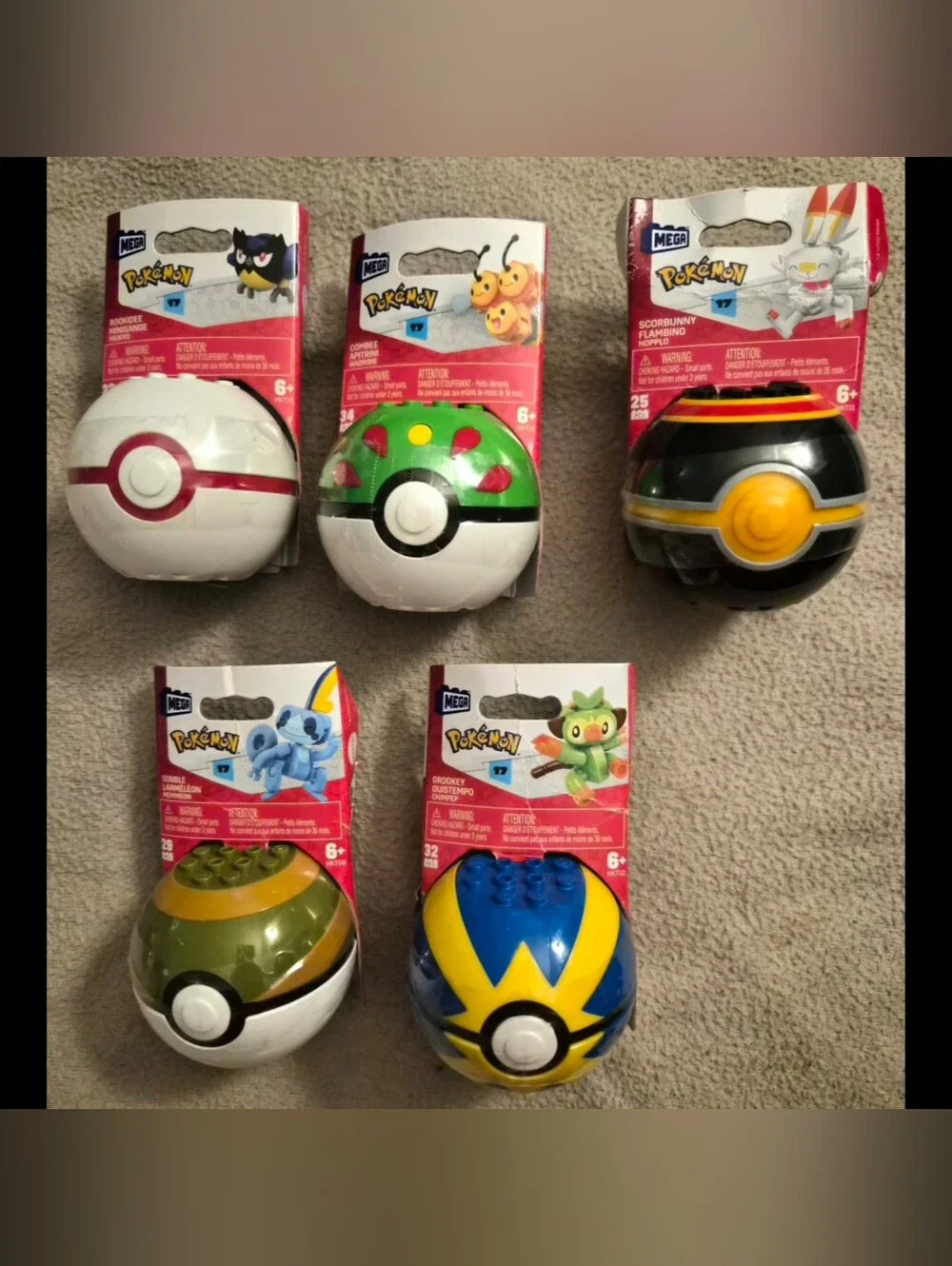 7 New, Never Opened Mega Construx Pokemon Pokeball Series 16-17 Nearly Complete
